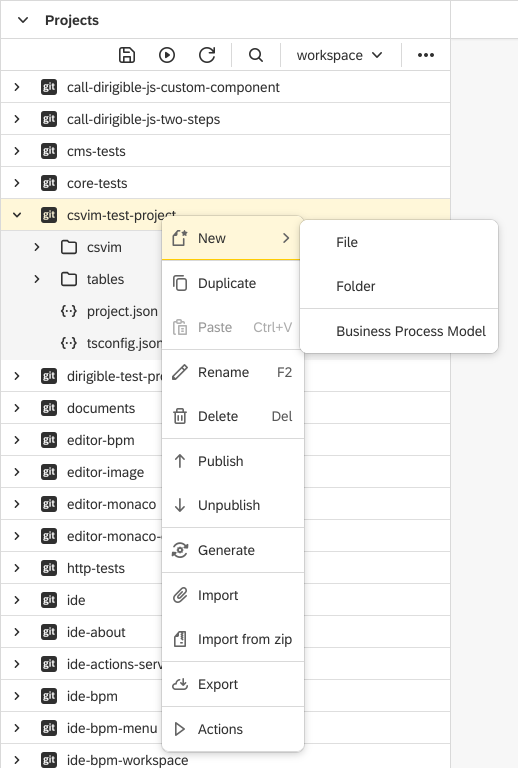 Context Menu / New